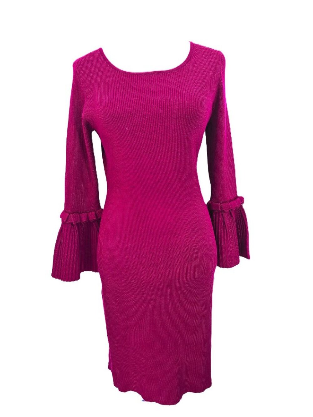 NWT Nina Leonard Burgundy Ribbed Knit Bodycon Sweater Dress Women Size M
